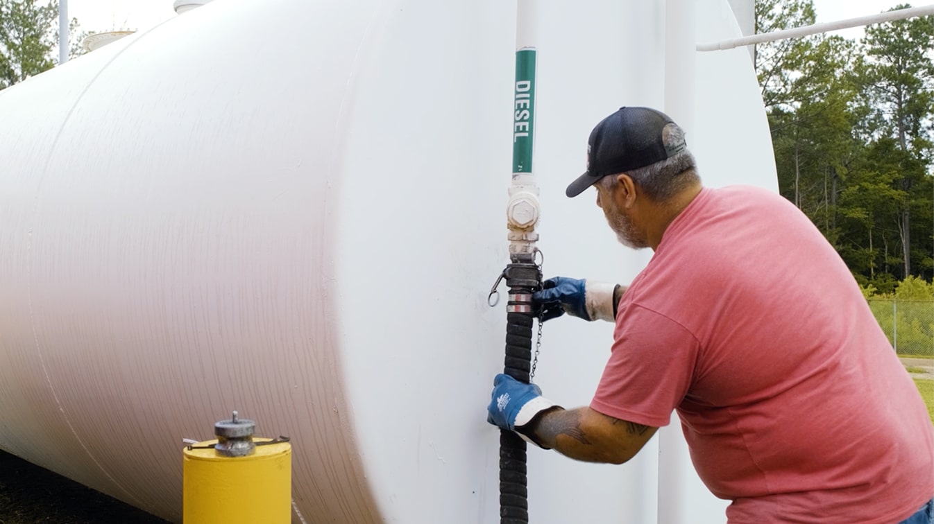 fuel-delivery Deliver driver connecting diesel hose