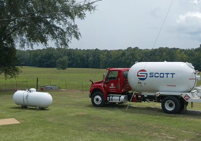 Get-started-today Computer and phone screens showing the Scott Petroleum online portal